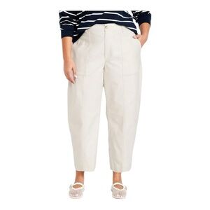Old Navy High Rise Barrel Leg Canvas Pant Ivory Off White Size 14